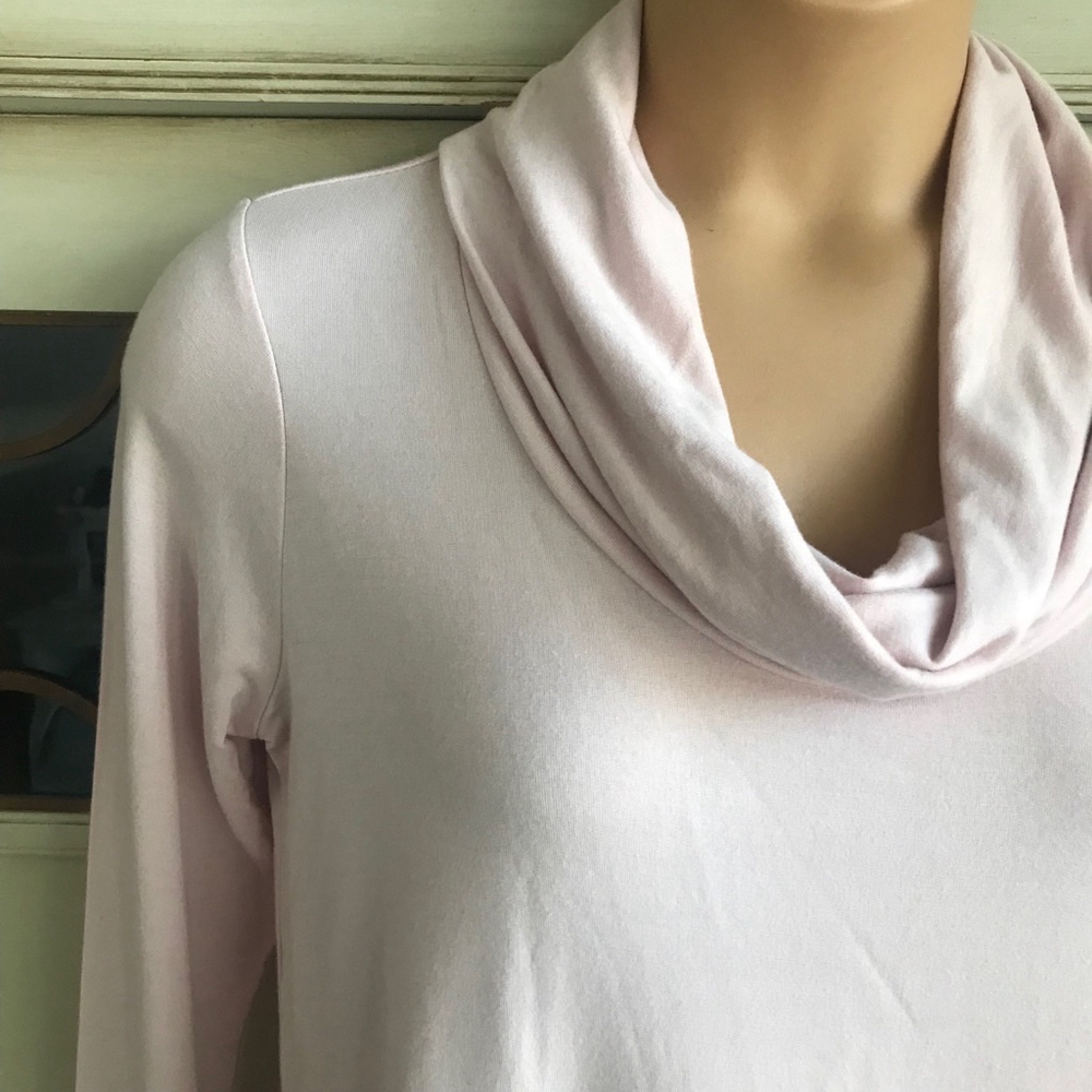 NWT Green Tea Soft Cropped Cowl Neck Top Pink Athleisure Long Sleeve | Size Med - Picture 2 of 10